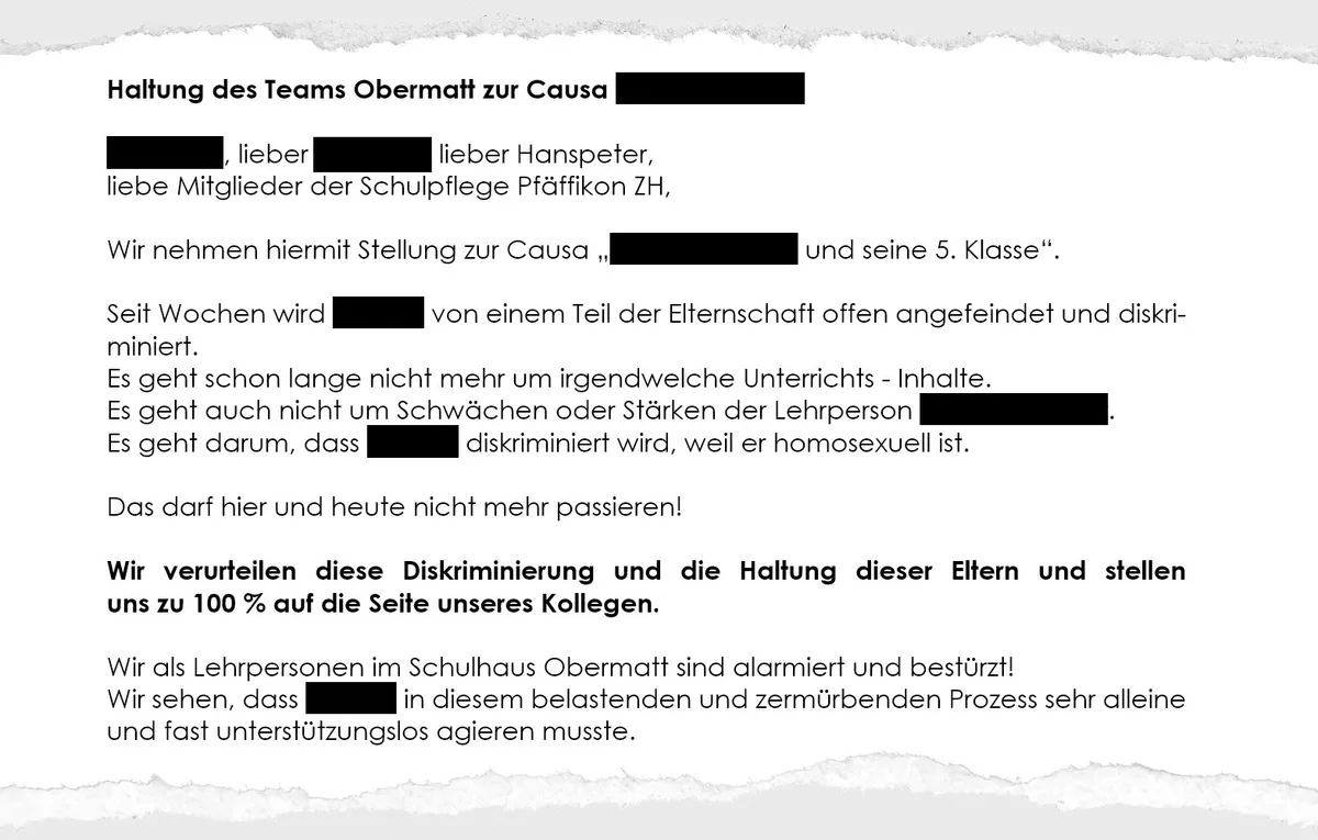 Brief mit geschwärzten Stellen.